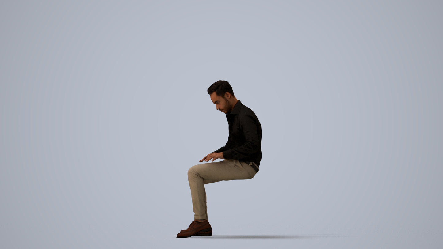 3D scanned man business, photorealistic archviz people for Enscape and SketchUp, three-quarter view render