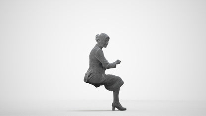 realistic 3D senior woman business, scanned archviz people for Blender and 3ds Max, wireframe side view
