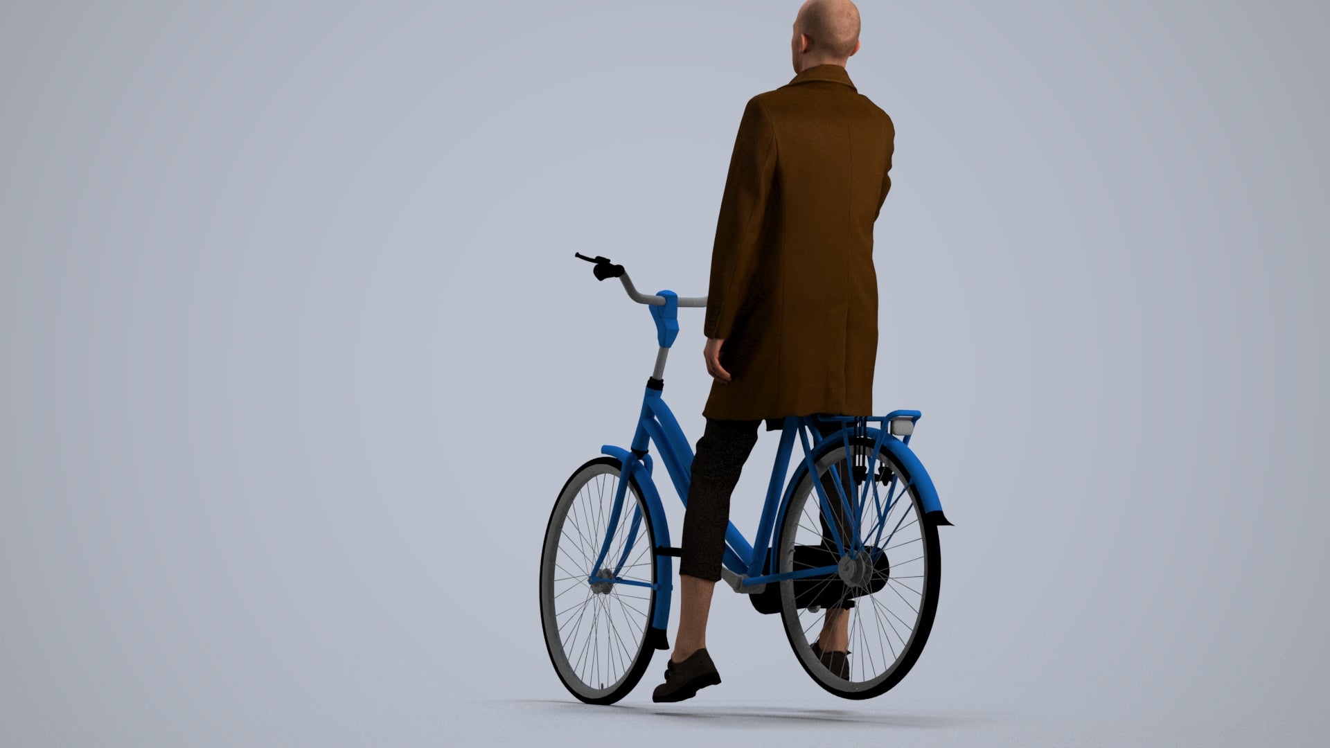 3D people model man business cycling, scanned human for 3ds Max rendering, front view render