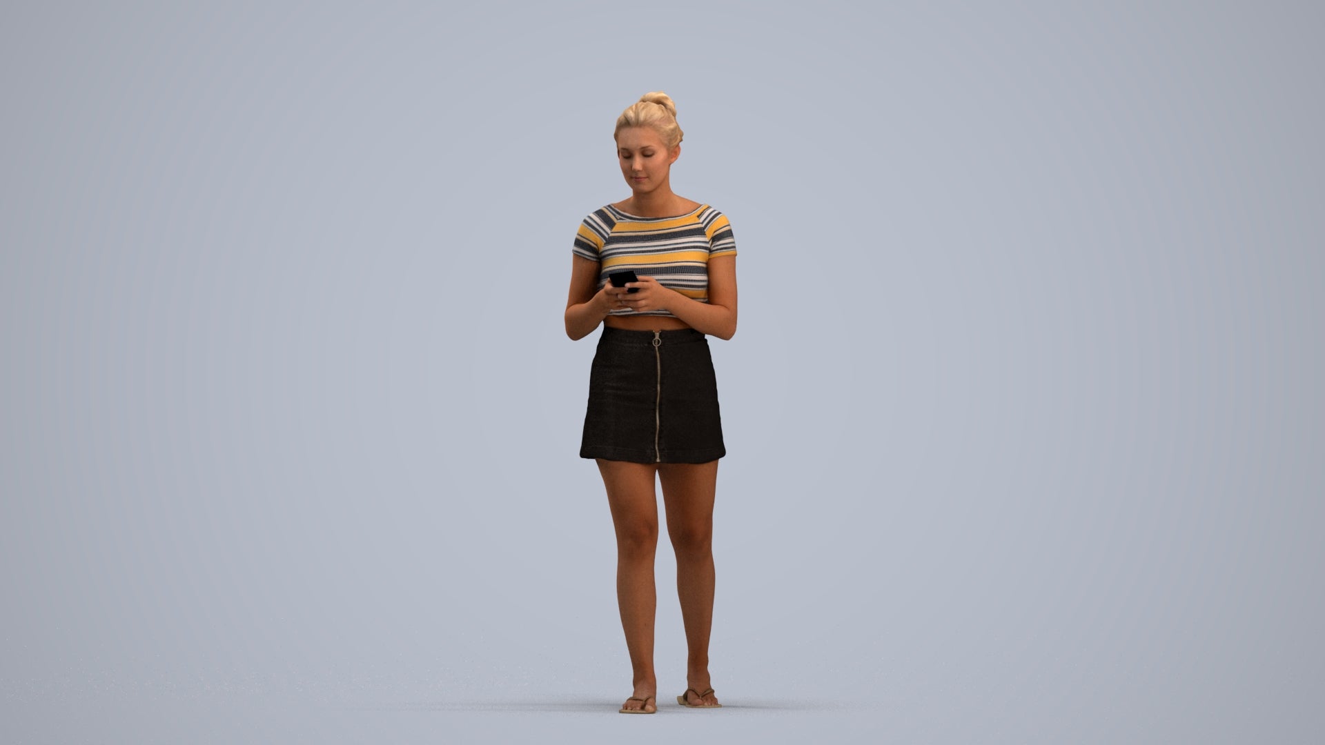 realistic 3D human woman casual standing, archviz people FBX OBJ for Blender, standing pose render