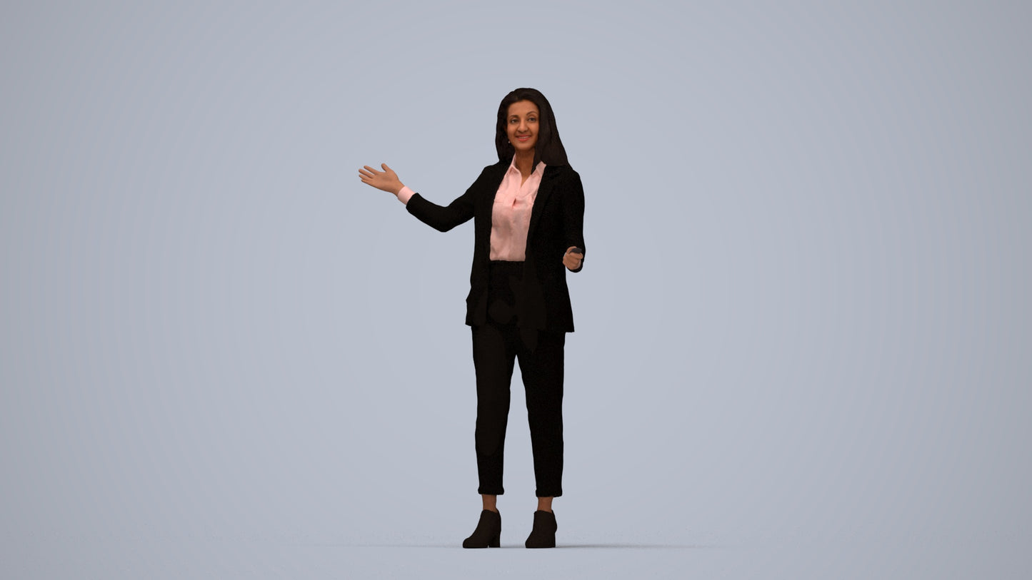 realistic 3D woman business, scanned archviz people for Blender and 3ds Max, top-down view render
