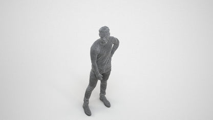 realistic 3D man casual standing, scanned archviz people for Blender and 3ds Max, wireframe three-quarter view