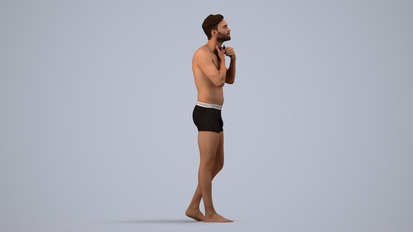 photogrammetry 3D man mix, realistic human model archviz FBX, side view render
