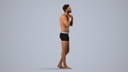 photogrammetry 3D man mix, realistic human model archviz FBX, side view render