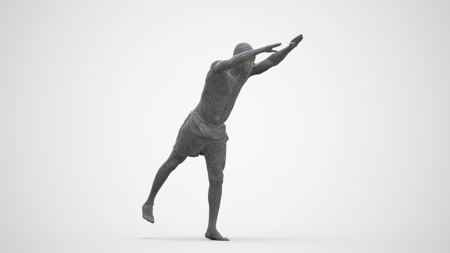3D people model man pool, scanned human for 3ds Max rendering, three-quarter front view render