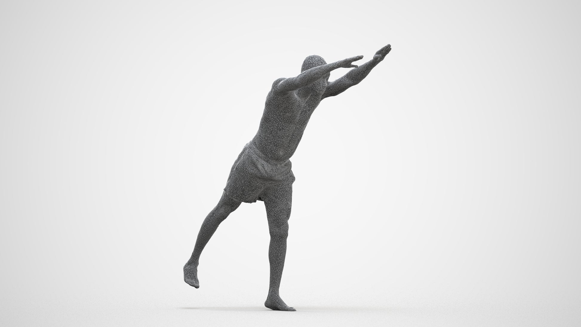 3D people model man pool, scanned human for 3ds Max rendering, three-quarter front view render