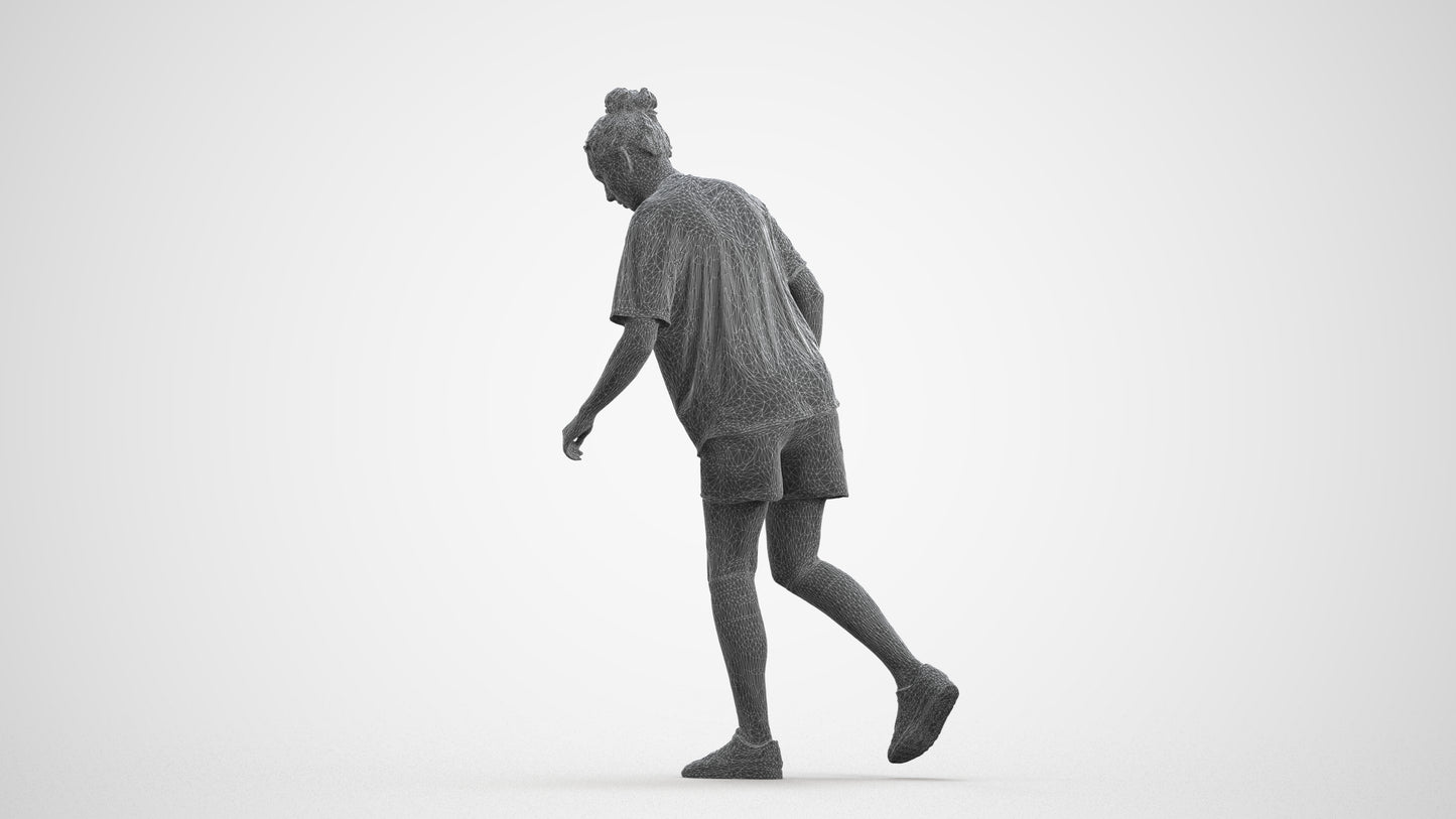 scanned 3D woman sport, photogrammetry people for Enscape and V-Ray, wireframe front view