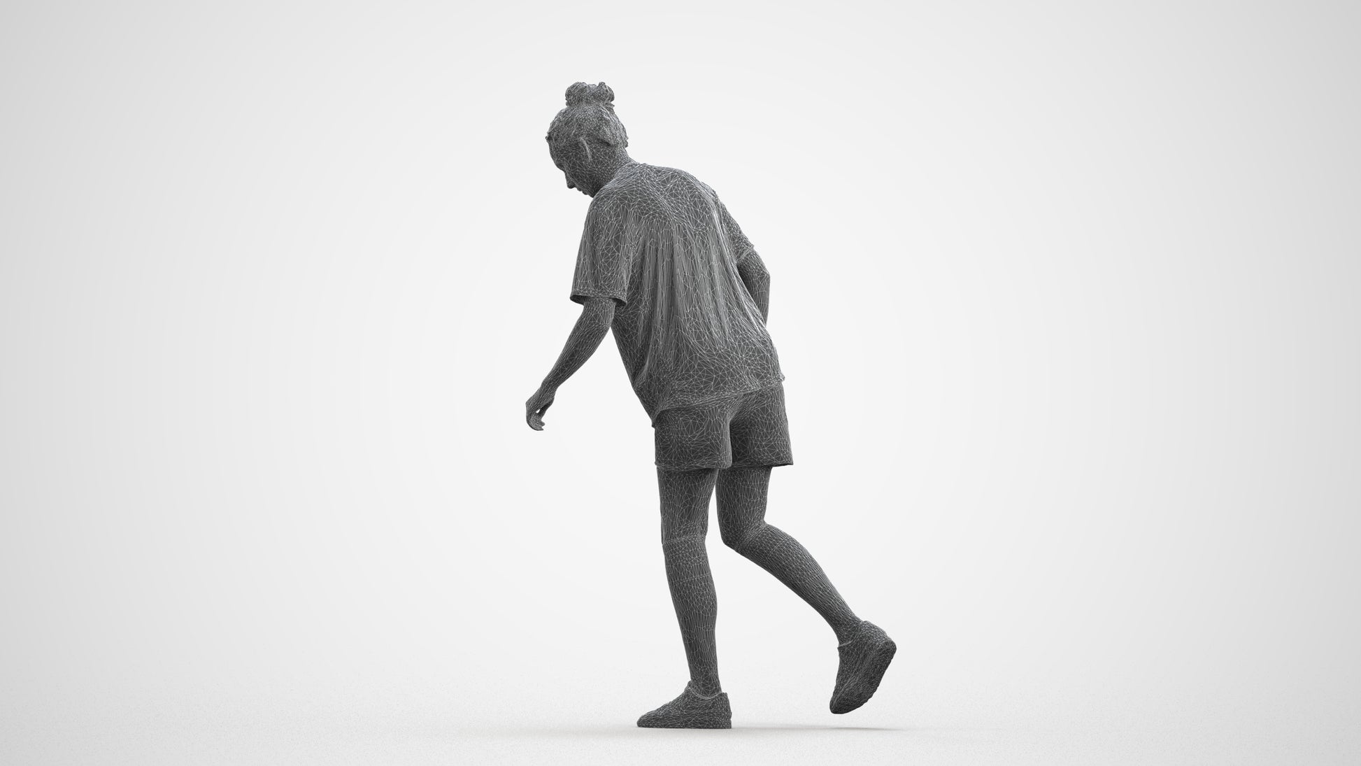 scanned 3D woman sport, photogrammetry people for Enscape and V-Ray, wireframe front view