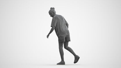 scanned 3D woman sport, photogrammetry people for Enscape and V-Ray, wireframe front view