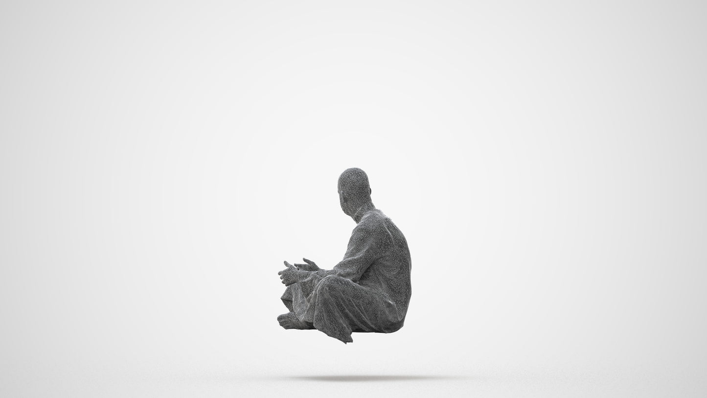 realistic 3D man casual sitting, scanned archviz people for Blender and 3ds Max, square thumbnail