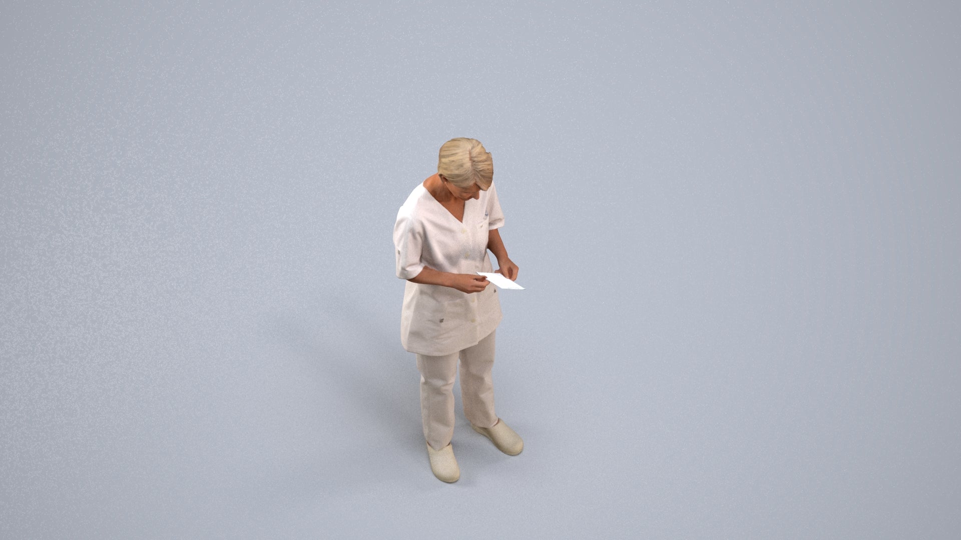 3D people model senior woman medical, scanned human for 3ds Max rendering, back view render