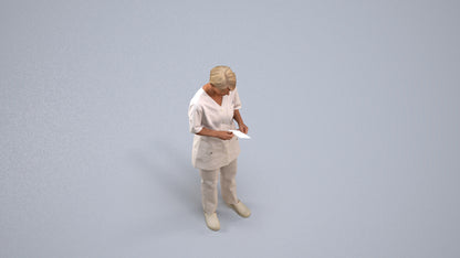 3D people model senior woman medical, scanned human for 3ds Max rendering, back view render