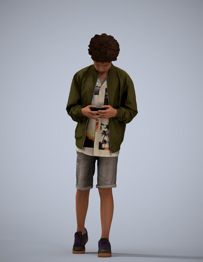 3D human model boy casual kids, photogrammetry scanned person for archviz