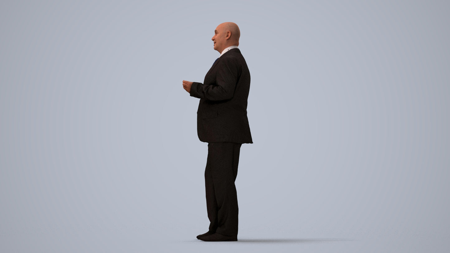 photogrammetry 3D senior man business mix, realistic human model archviz FBX, three-quarter view render