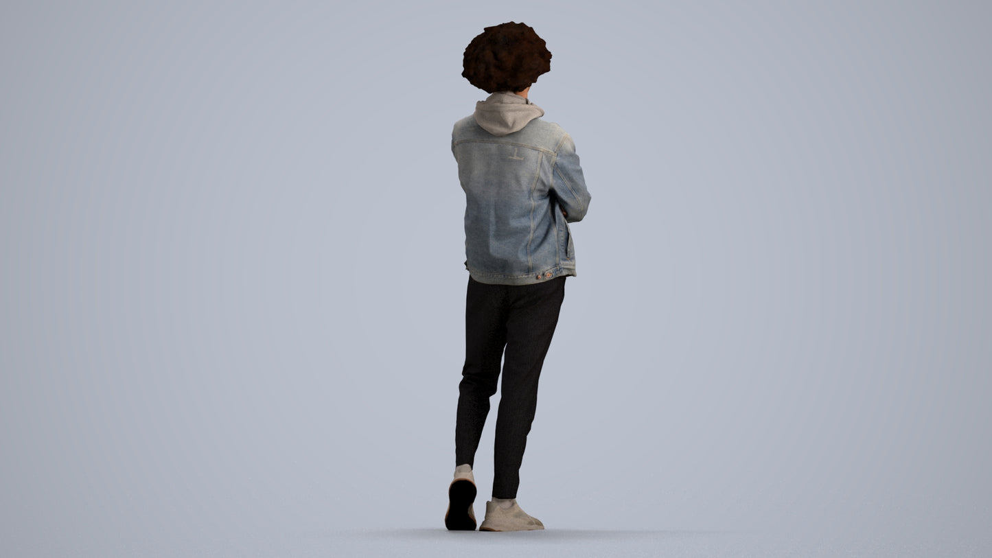 scanned 3D man casual standing, photogrammetry people for Enscape and V-Ray, front view render