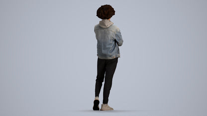 scanned 3D man casual standing, photogrammetry people for Enscape and V-Ray, front view render