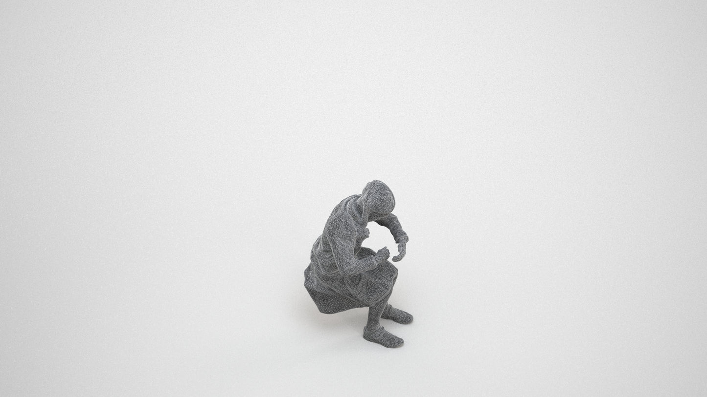 realistic 3D woman kids, scanned archviz people for Blender and 3ds Max, wireframe three-quarter view