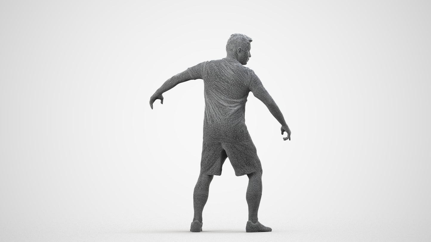 photogrammetry 3D man sport, realistic human model archviz FBX, wireframe side view