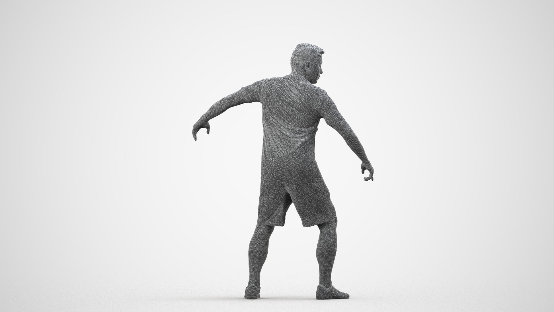 photogrammetry 3D man sport, realistic human model archviz FBX, wireframe side view