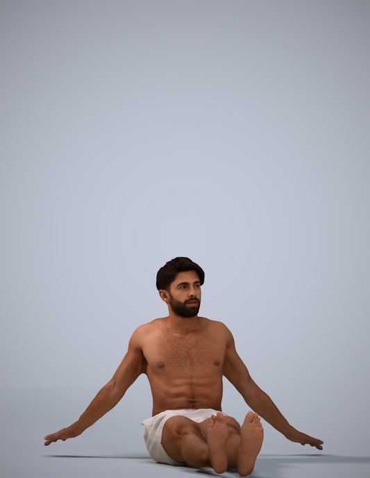 3D human model man pool, photogrammetry scanned person for archviz