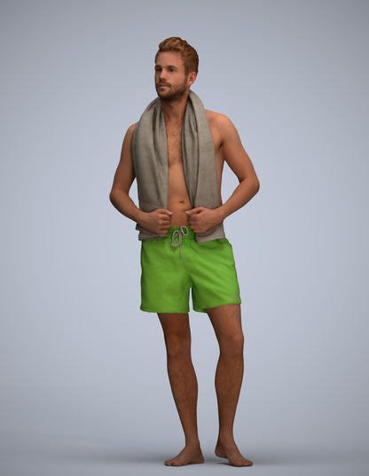 realistic 3D man sport pool, scanned archviz people for Blender and 3ds Max