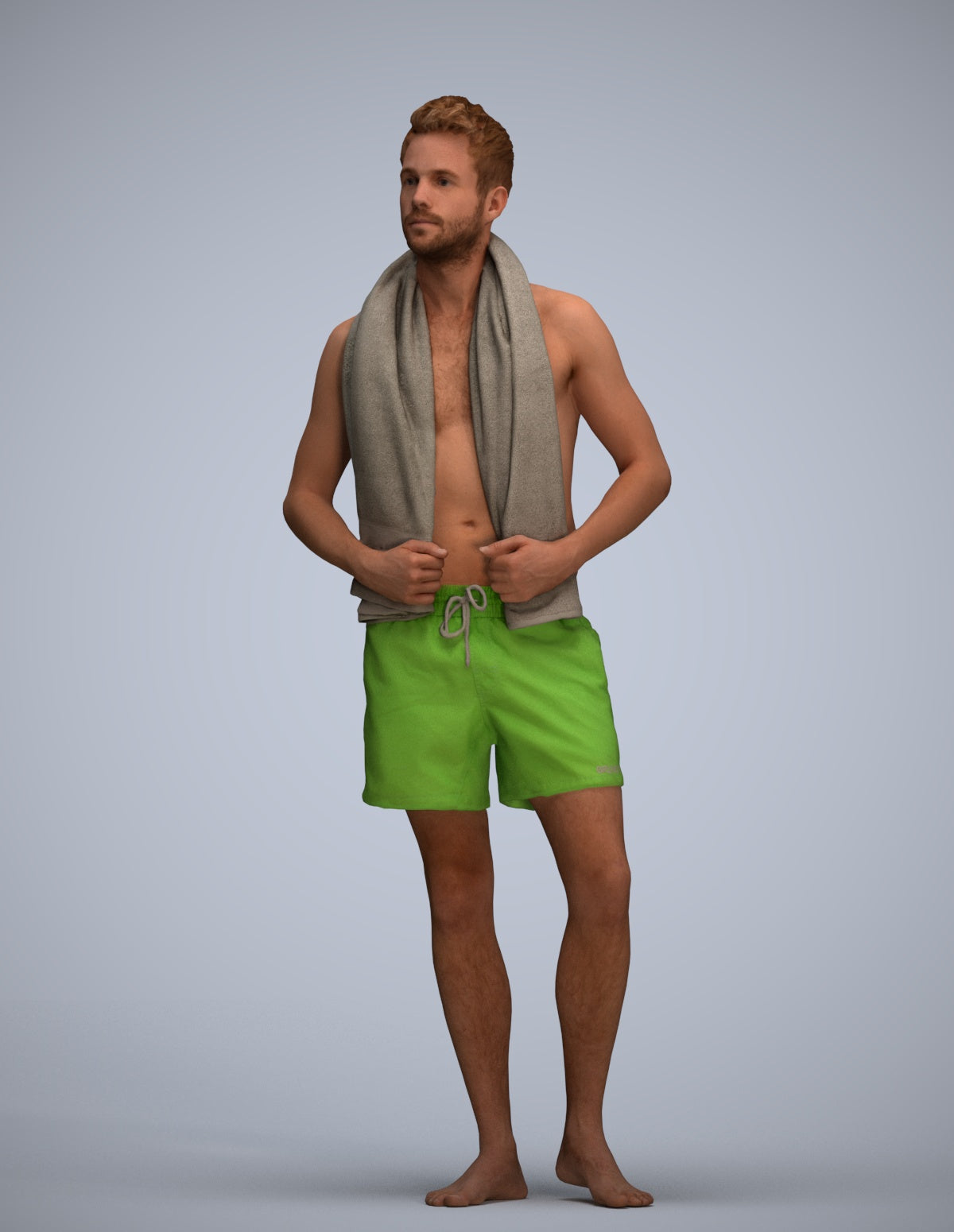 realistic 3D man sport pool, scanned archviz people for Blender and 3ds Max