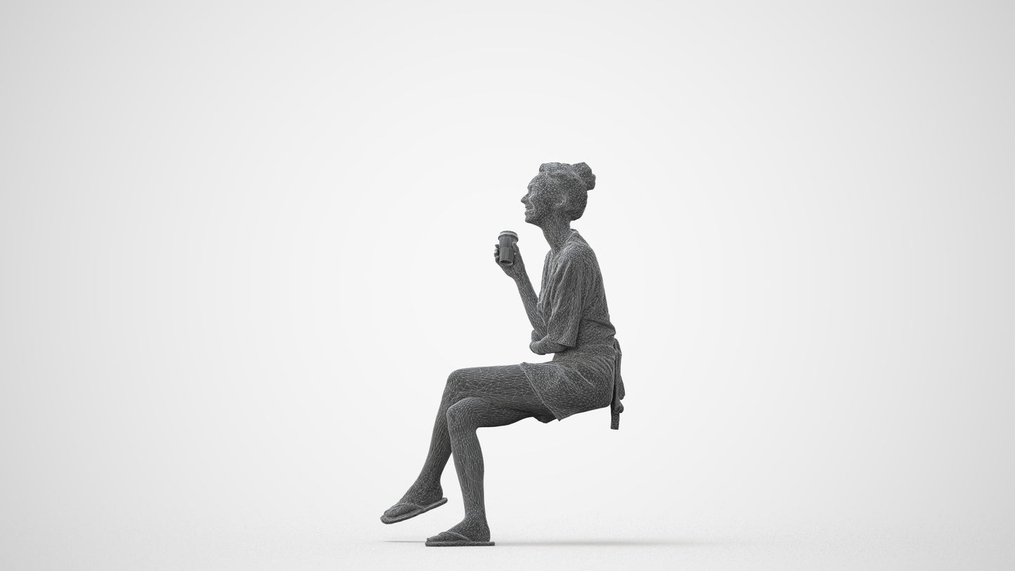 3D people model woman casual sitting, scanned human for 3ds Max rendering, square thumbnail