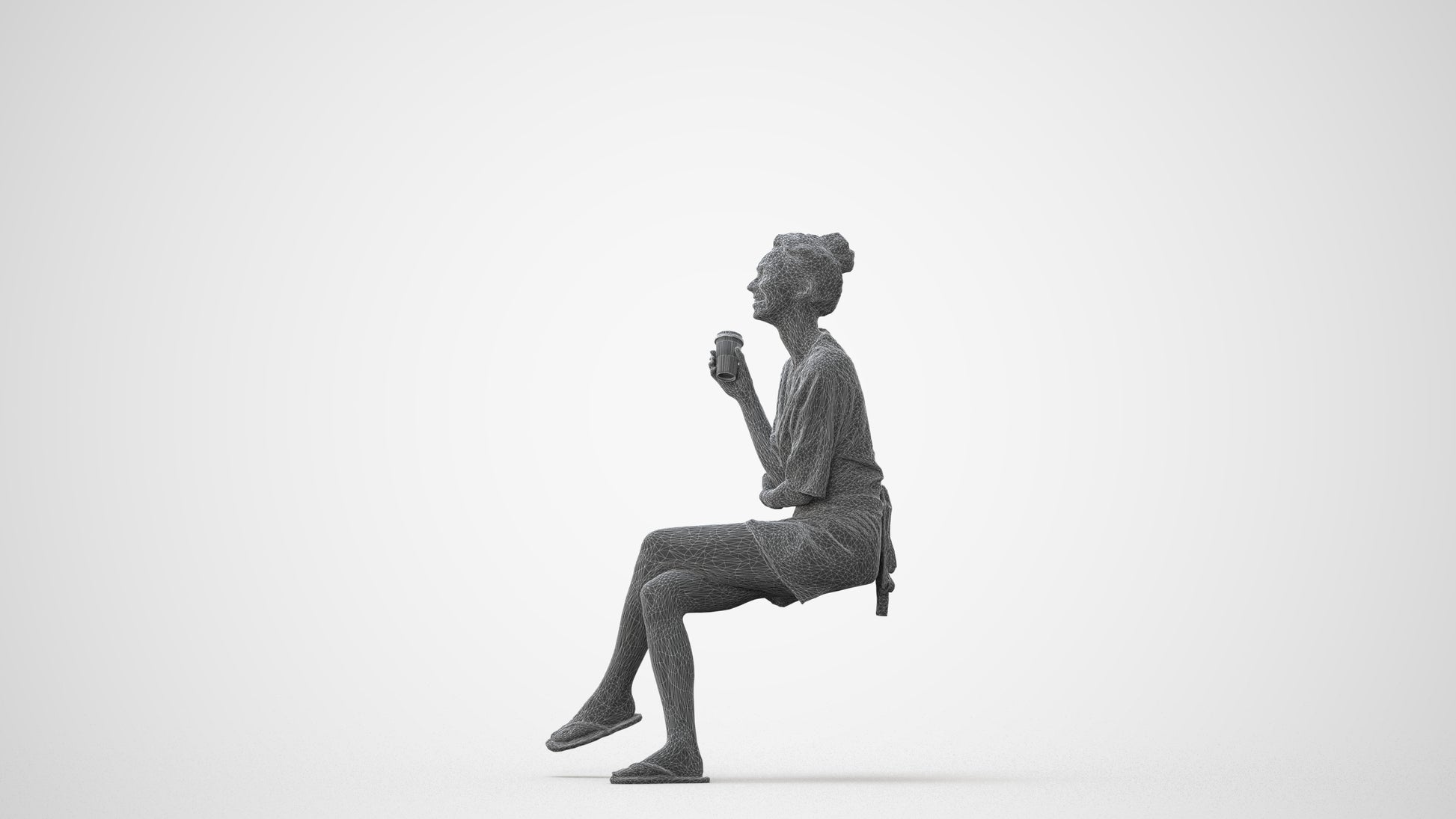 3D people model woman casual sitting, scanned human for 3ds Max rendering, square thumbnail