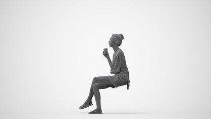 3D people model woman casual sitting, scanned human for 3ds Max rendering, square thumbnail