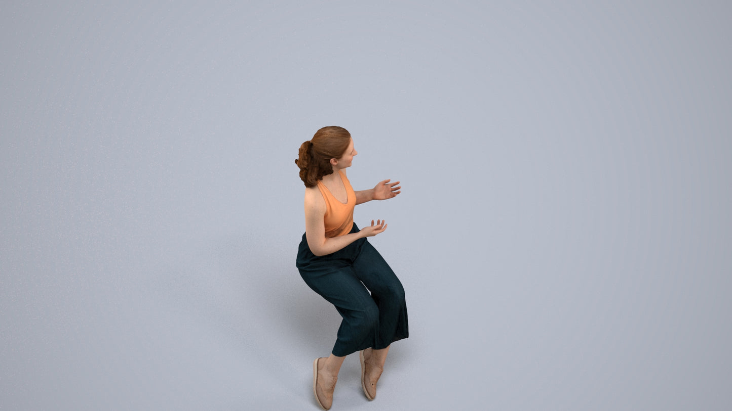 3D people model girl casual kids, scanned human for 3ds Max rendering, back view render