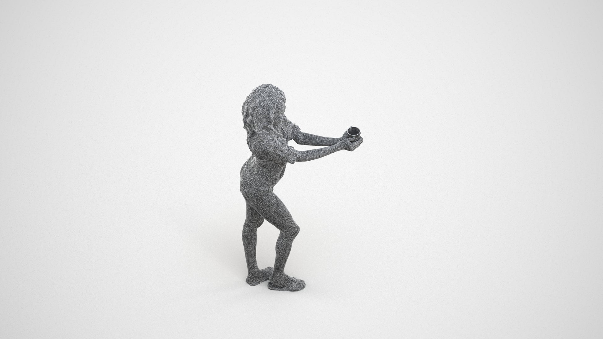 realistic 3D people woman pool, render-ready for V-Ray and Corona, FBX OBJ, wireframe three-quarter view
