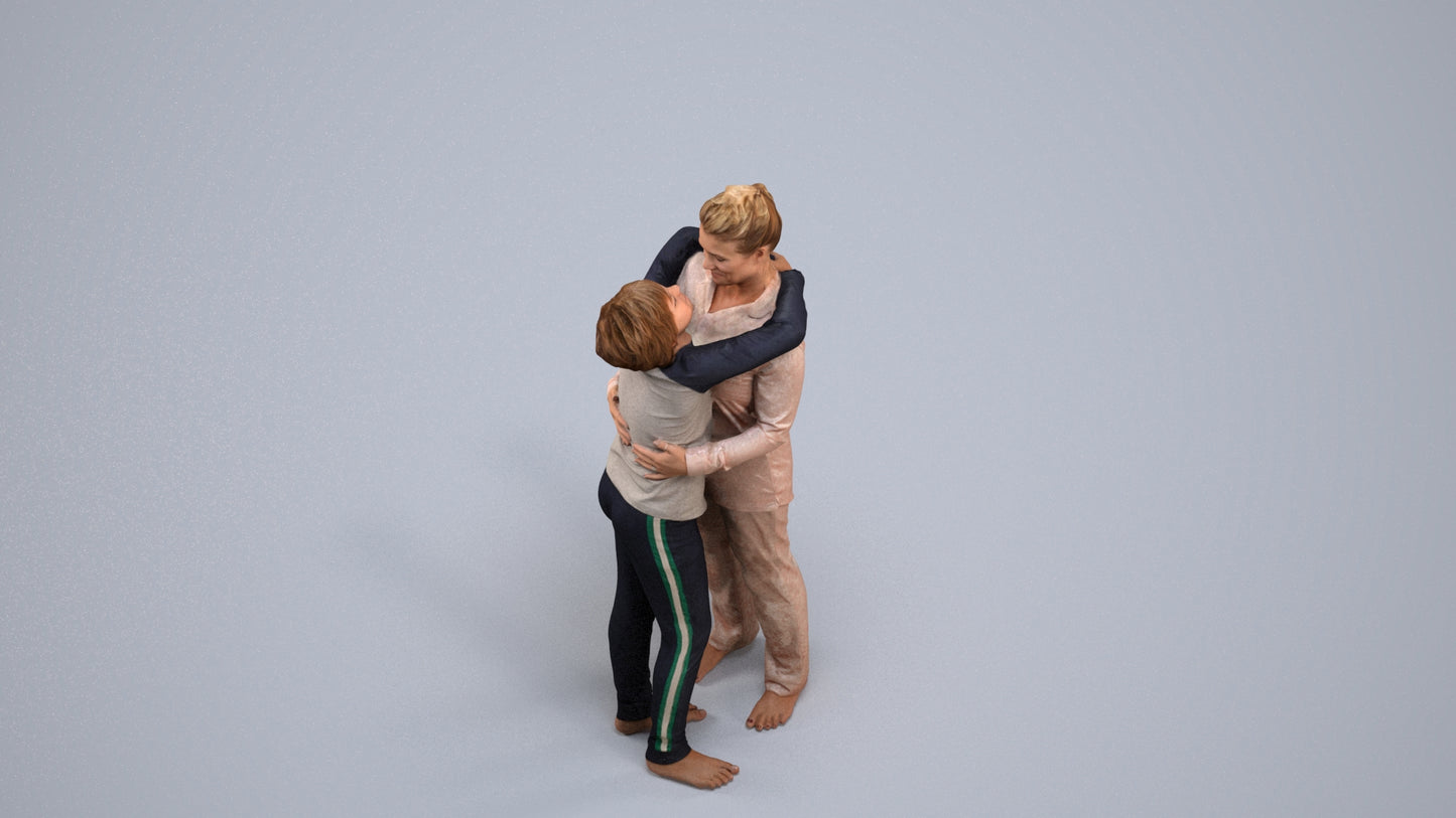 3D human model girl kids, photogrammetry scanned person for archviz, back view render