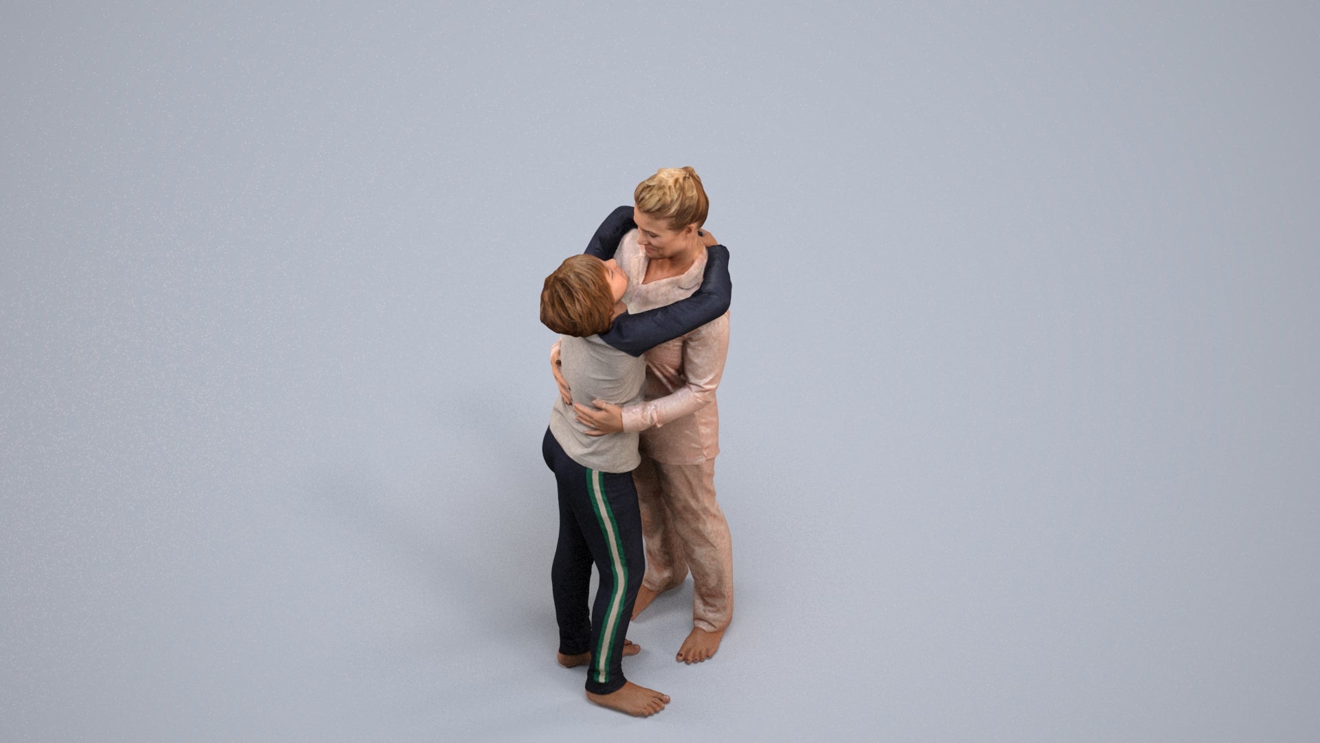 3D human model girl kids, photogrammetry scanned person for archviz, back view render