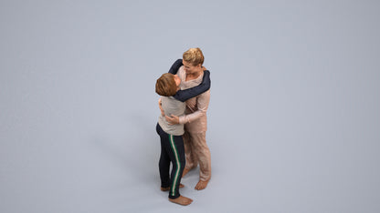 3D human model girl kids, photogrammetry scanned person for archviz, back view render