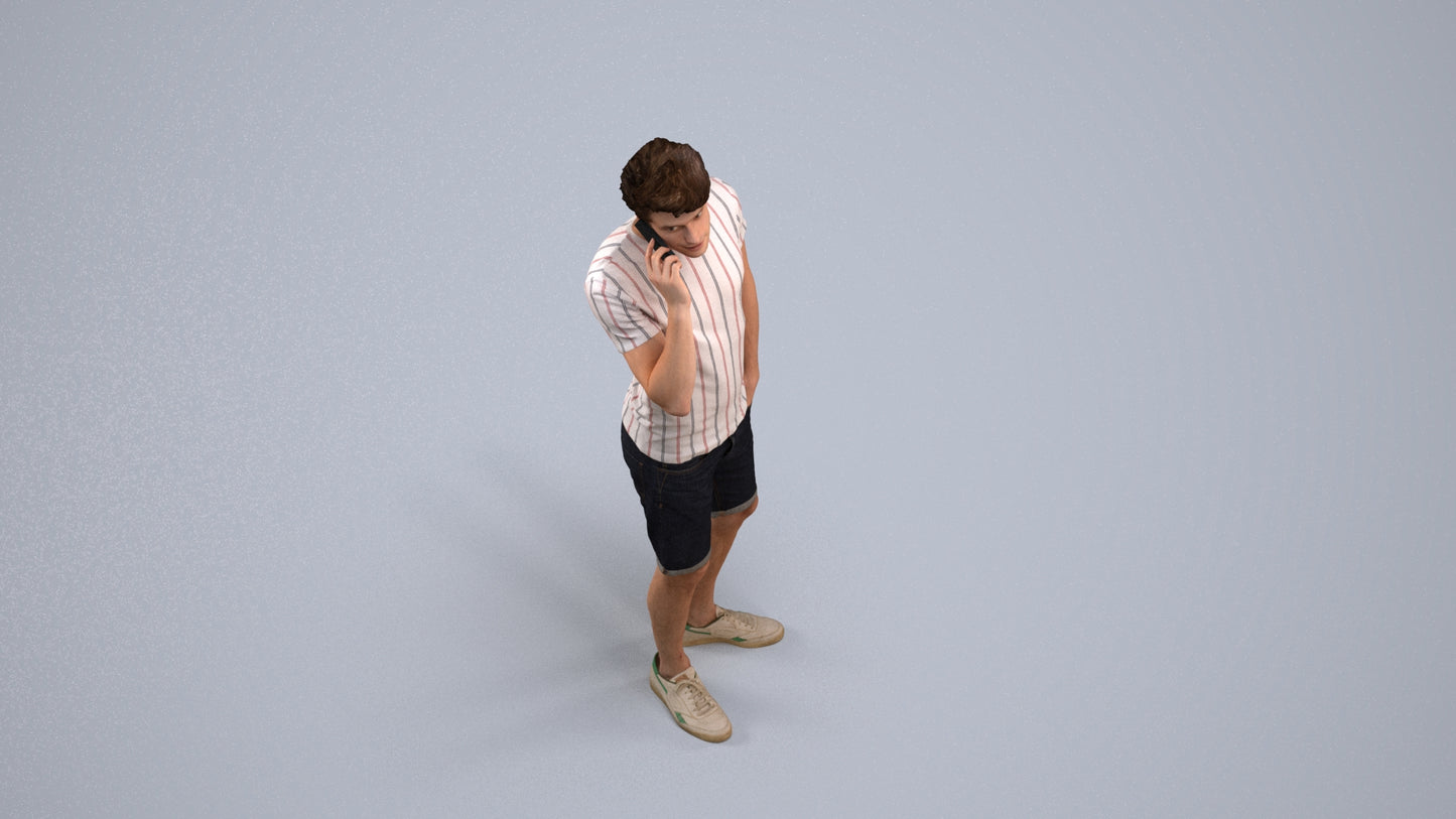 scanned 3D man casual standing, photogrammetry people for Enscape and V-Ray, back view render