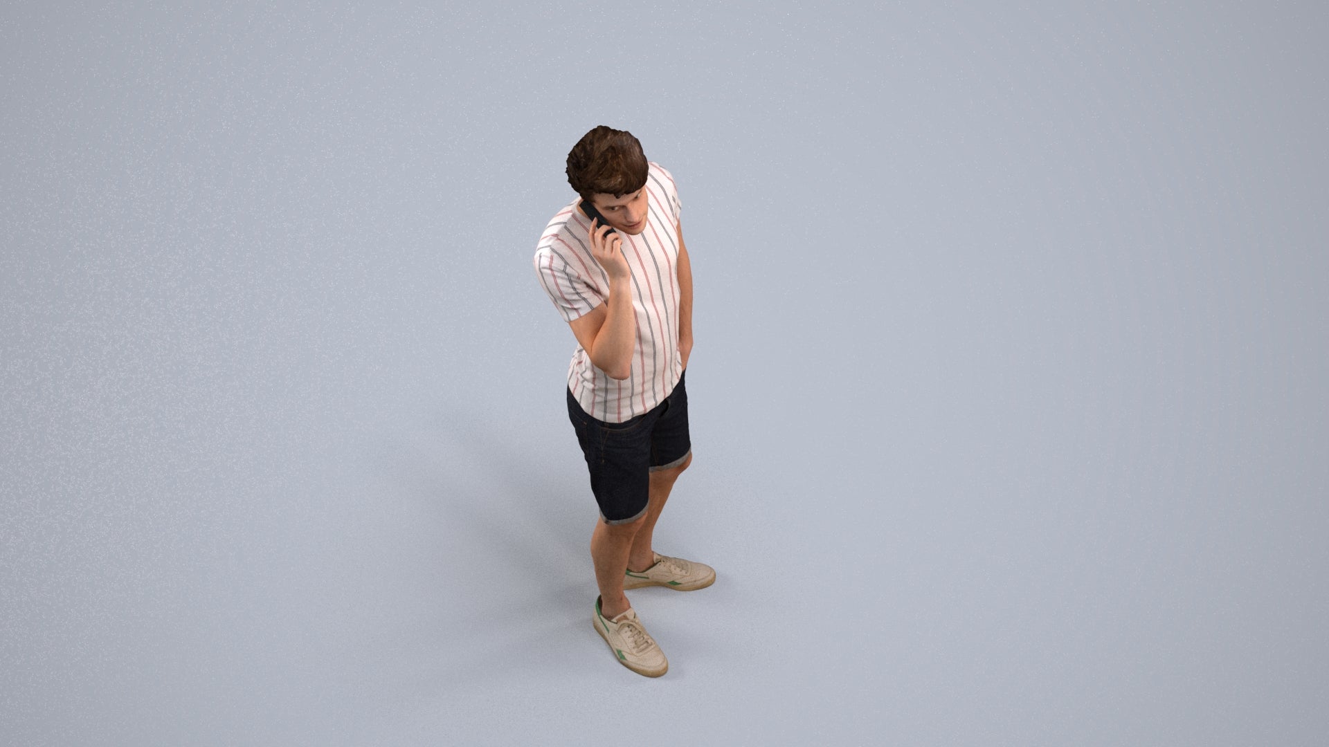 scanned 3D man casual standing, photogrammetry people for Enscape and V-Ray, back view render