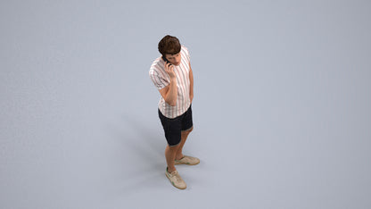 scanned 3D man casual standing, photogrammetry people for Enscape and V-Ray, back view render