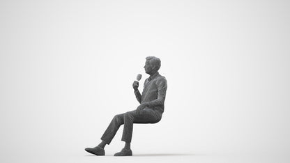 3D human model man business sitting, photogrammetry scanned person for archviz, square thumbnail