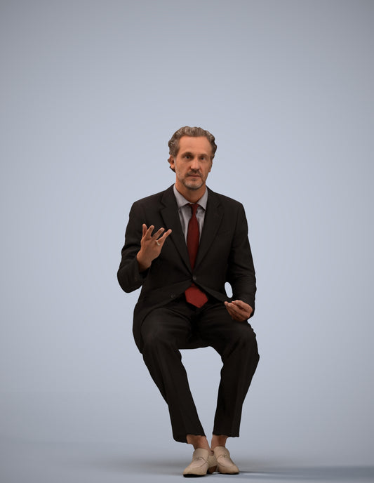 3D human model man business, photogrammetry scanned person for archviz