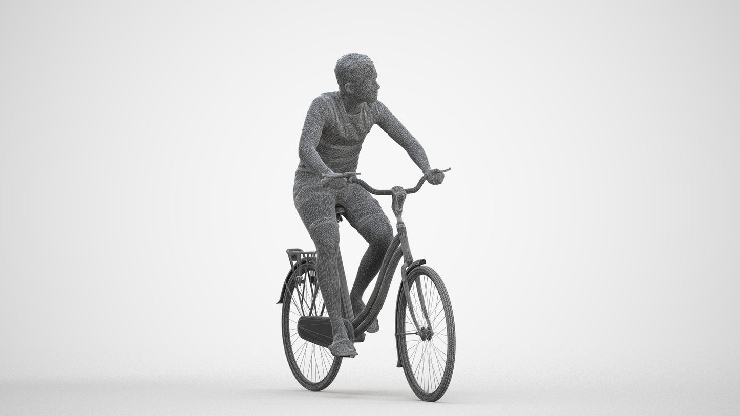photogrammetry 3D boy casual cycling, realistic human model archviz FBX, three-quarter front view render