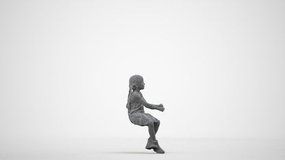 realistic 3D human girl casual kids, archviz people FBX OBJ for Blender, wireframe side view