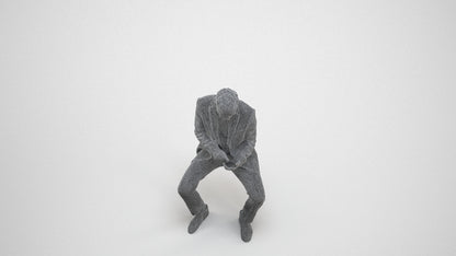 photogrammetry 3D man business, realistic human model archviz FBX, wireframe three-quarter view