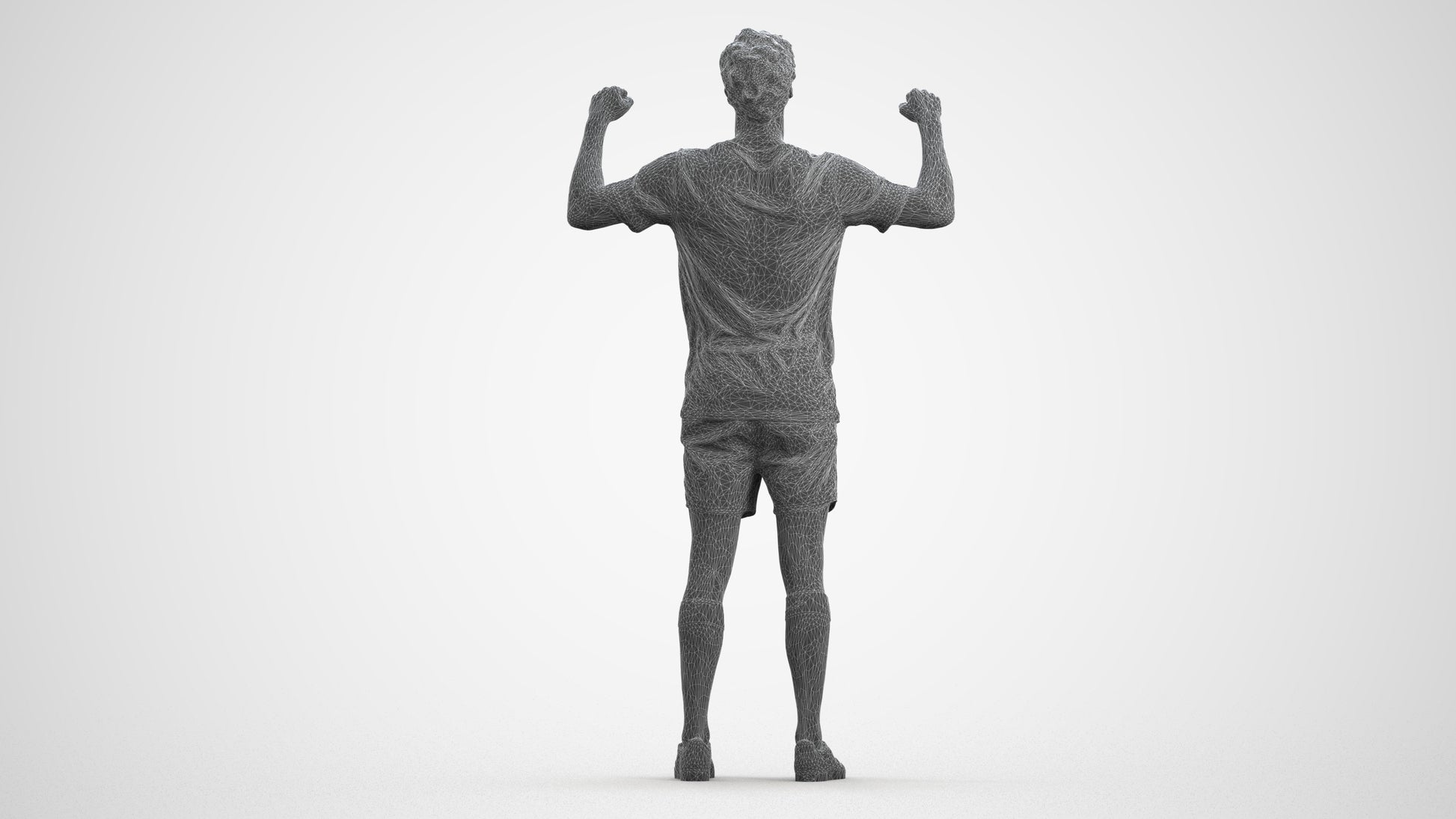 scanned 3D man sport, photogrammetry people for Enscape and V-Ray, wireframe front view