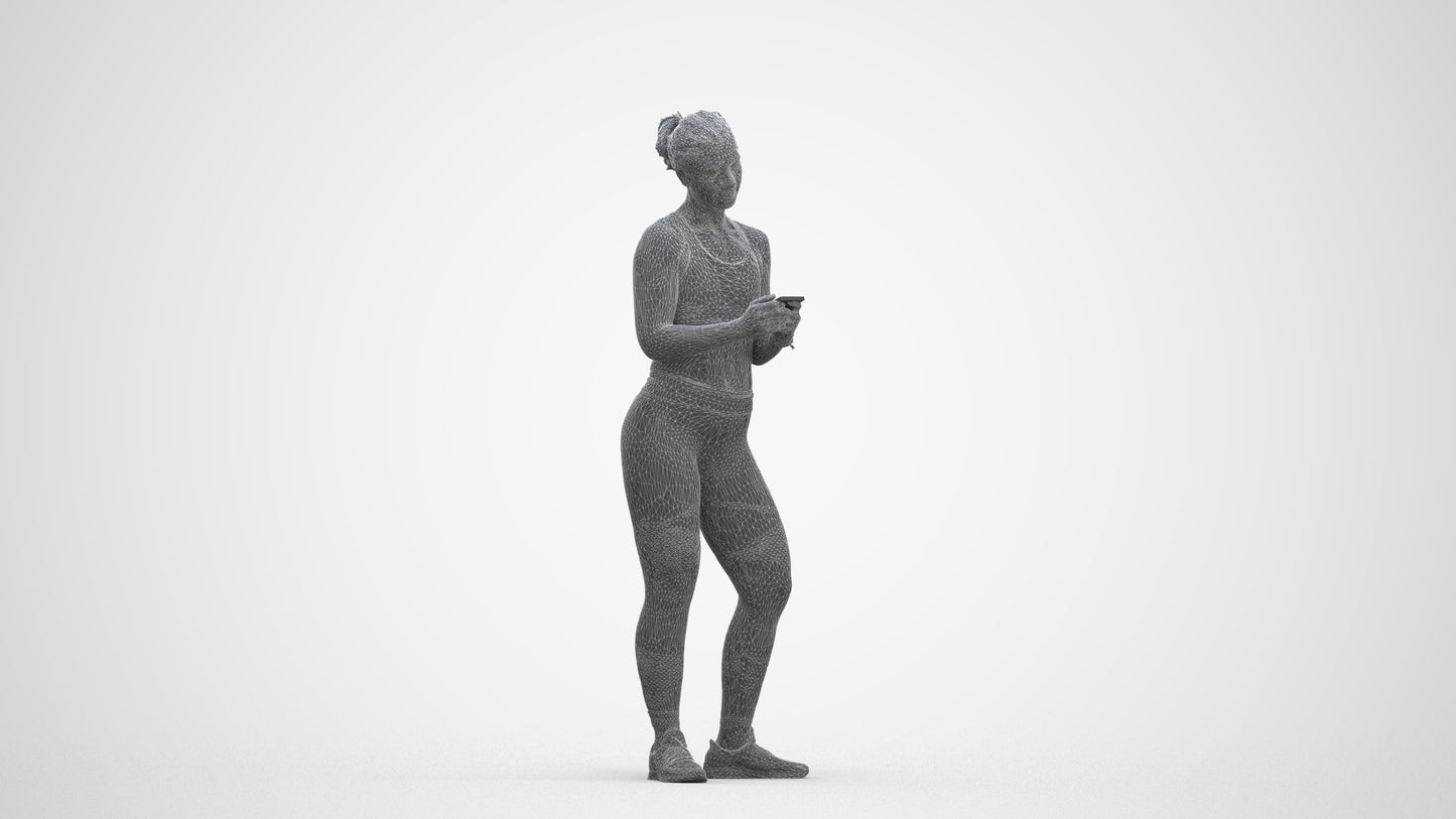 scanned 3D woman sport, photogrammetry people for Enscape and V-Ray, three-quarter front view render