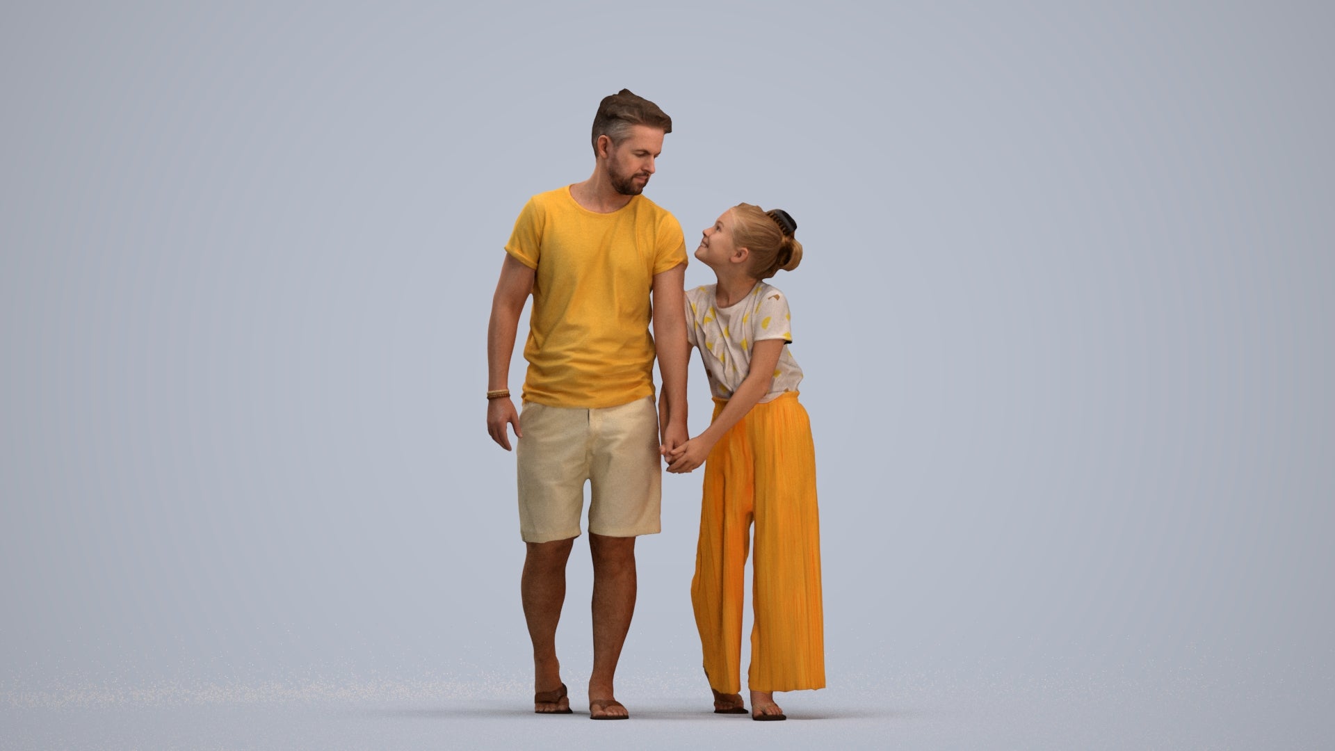 realistic 3D human girl casual kids, archviz people FBX OBJ for Blender, standing pose render