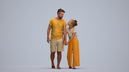 realistic 3D human girl casual kids, archviz people FBX OBJ for Blender, standing pose render