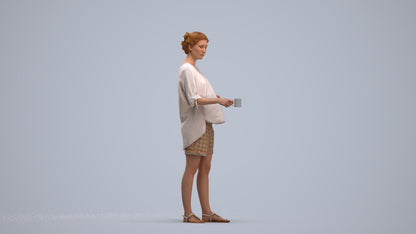 realistic 3D woman casual standing, scanned archviz people for Blender and 3ds Max, standing pose render