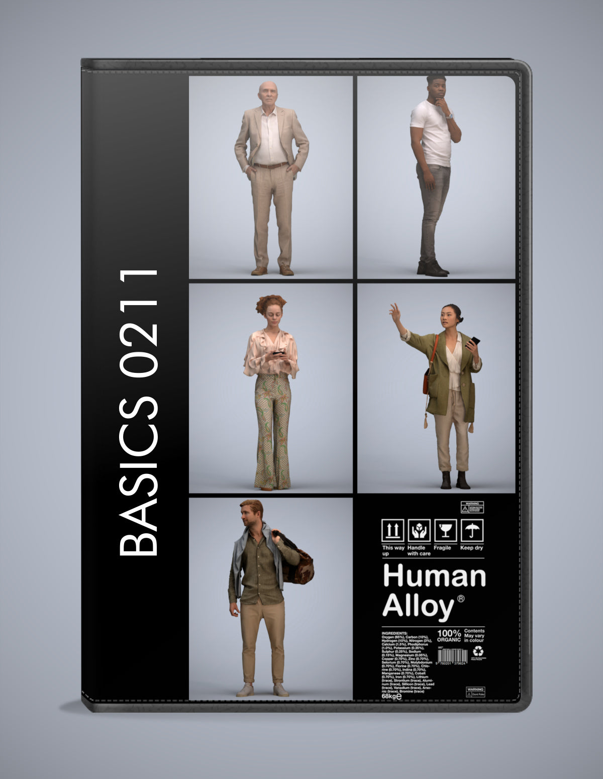 5x realistic 3D people standing pack, scanned archviz collection for Blender and 3ds Max