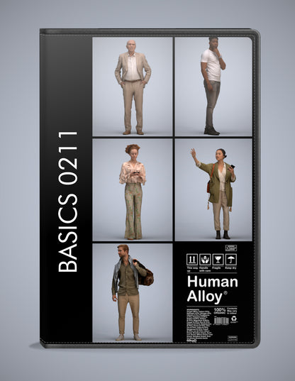 5x realistic 3D people standing pack, scanned archviz collection for Blender and 3ds Max