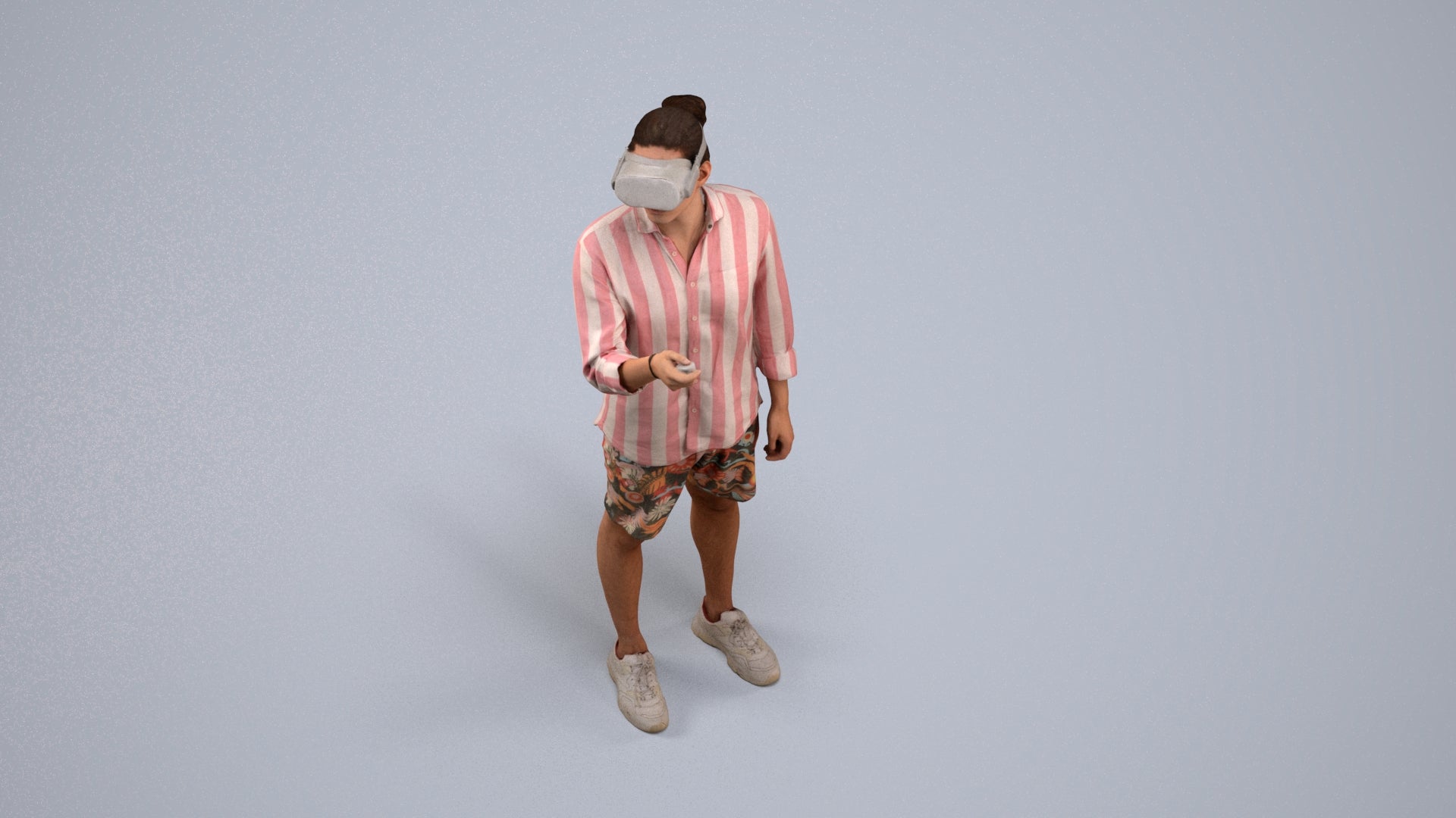realistic 3D human man casual standing, archviz people FBX OBJ for Blender, back view render